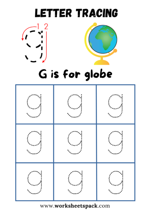 Alphabet tracing lowercase letter g