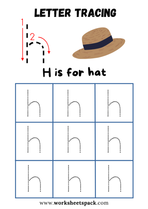 Alphabet tracing lowercase letter h