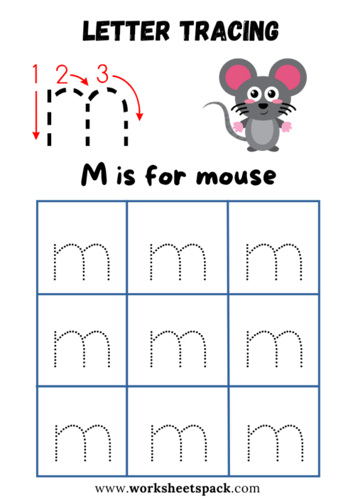 Alphabet tracing lowercase letter m