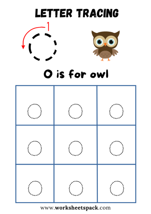 Alphabet tracing lowercase letter o