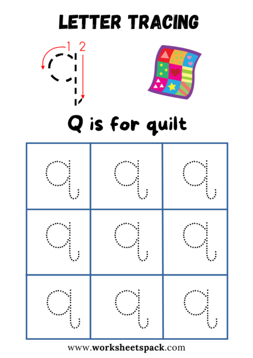 Alphabet tracing lowercase letter q