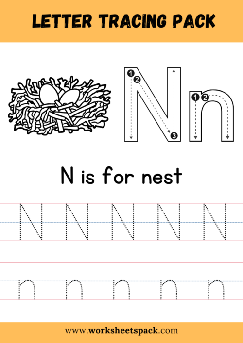 N is for nest coloring and tracing sheets