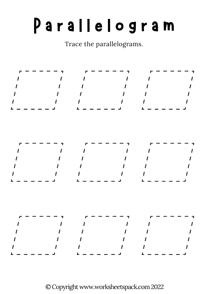 Parallelogram Shape Worksheets for Kindergarten