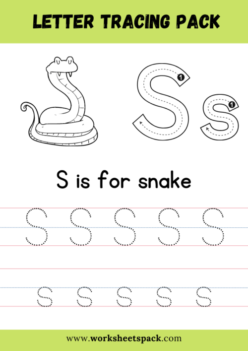 S is for snake coloring and tracing sheets