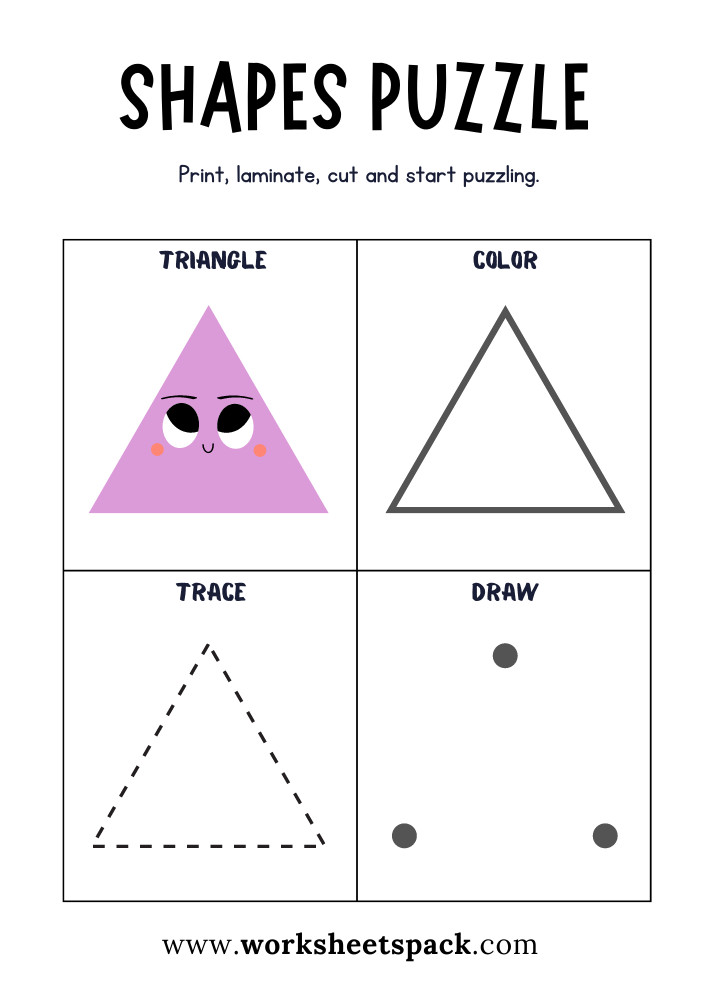 Shapes Puzzle Worksheets Free Printable, Triangle Puzzle Game for Students
