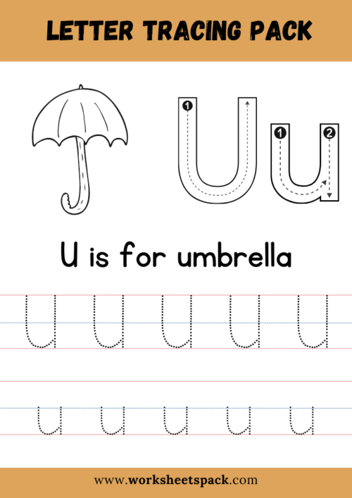 U is for umbrella coloring and tracing sheets