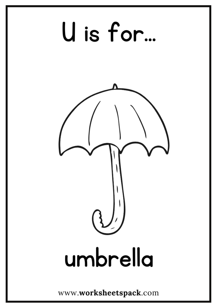 U is for Umbrella Drawing and Coloring