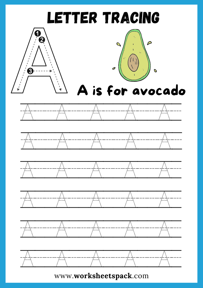 Uppercase Letter A Tracing Worksheet Printable, Letter A Writing Practice