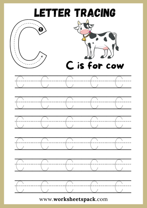 Alphabet tracing uppercase letter C