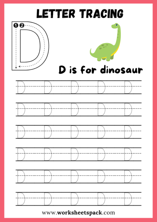 Alphabet tracing uppercase letter D