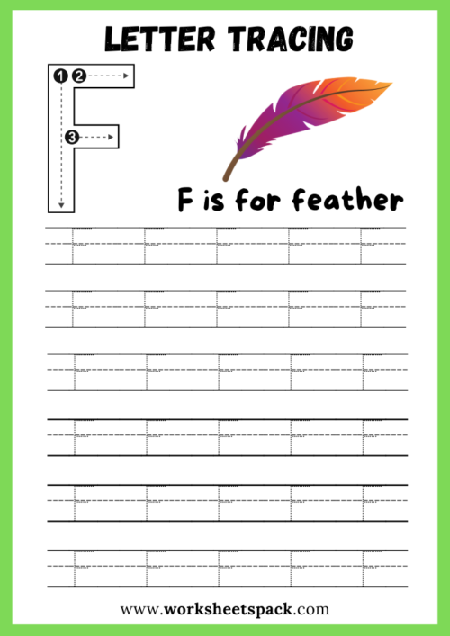 Alphabet tracing uppercase letter F
