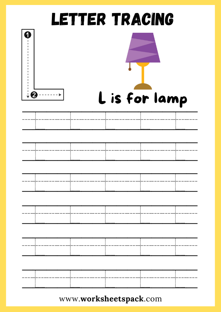 Uppercase Letter L Tracing Worksheet Printable, Letter L Writing Practice