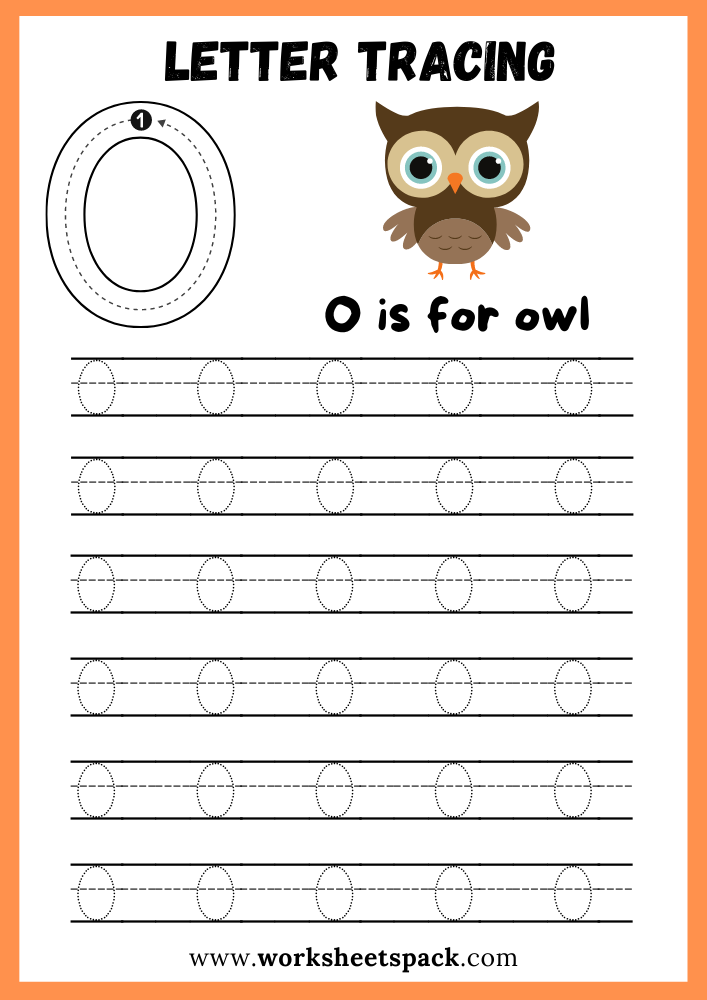 Uppercase Letter O Tracing Worksheet Printable, Letter O Writing Practice