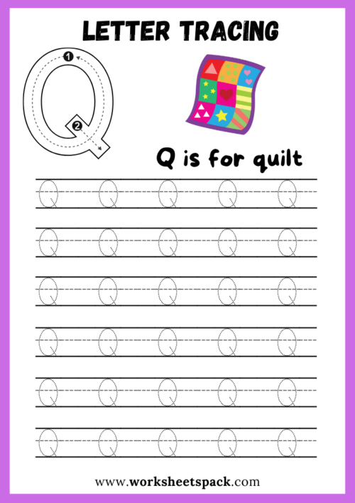 Alphabet tracing uppercase letter Q