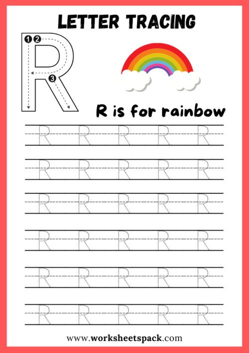 Alphabet tracing uppercase letter R