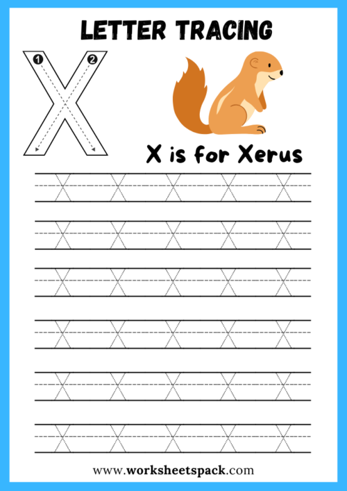 Alphabet tracing uppercase letter X