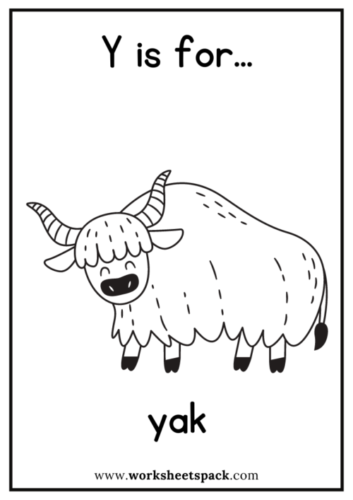 Y is for Yak Drawing and Coloring