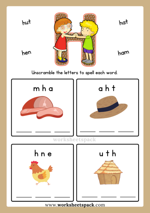 English Alphabet Spelling Letter H Words