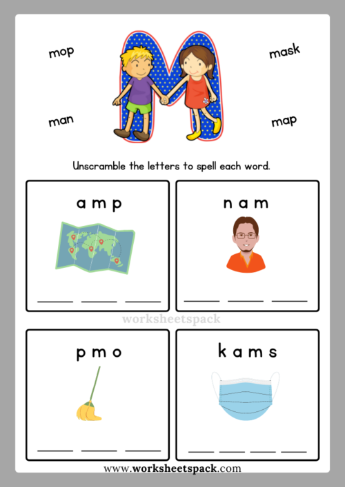 English Alphabet Spelling Letter M Words