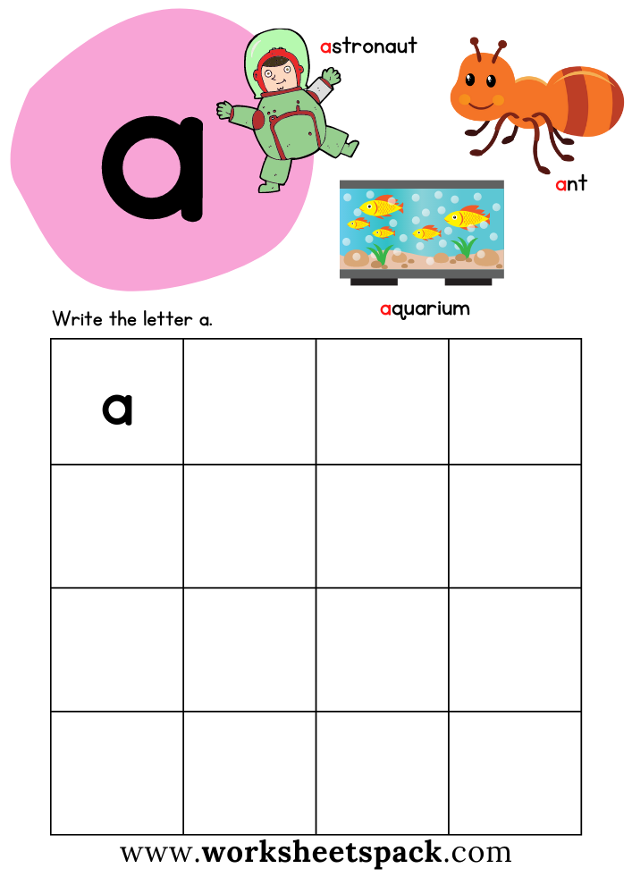 Lowercase Letter a Worksheets