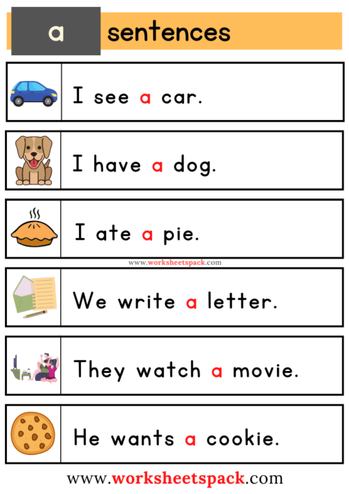 Kindergarten sight word sentences