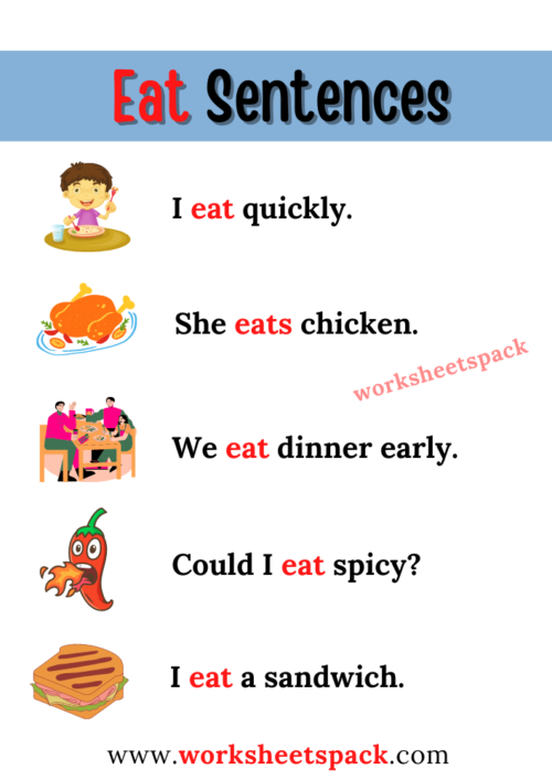 Action words sentences for kindergarten