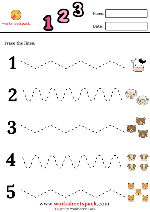 Animal Heads Tracing Lines Worksheets Printable