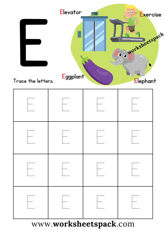 preschool worksheets letter e