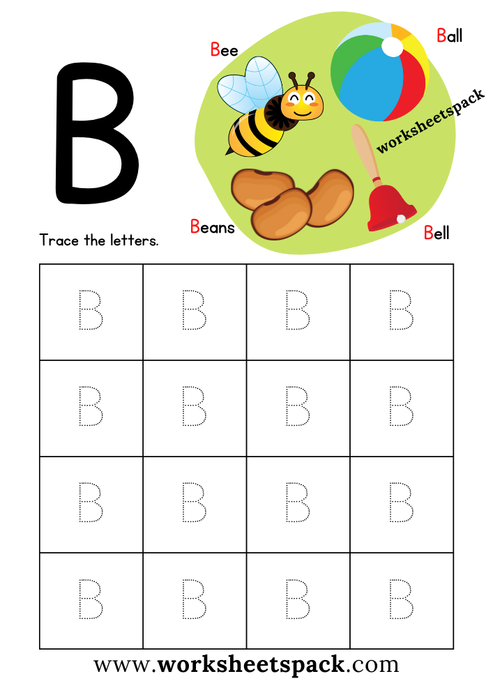 Letter B Worksheets for Kindergarten PDF
