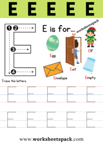 Free Letter E Printable Worksheets - worksheetspack