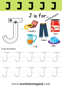 Free Letter J Printable Worksheets PDF - worksheetspack