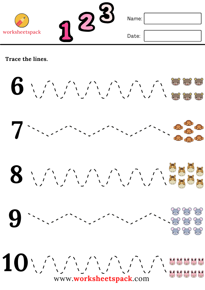 Animal Heads Tracing Lines Worksheets for 3 year olds worksheetspack