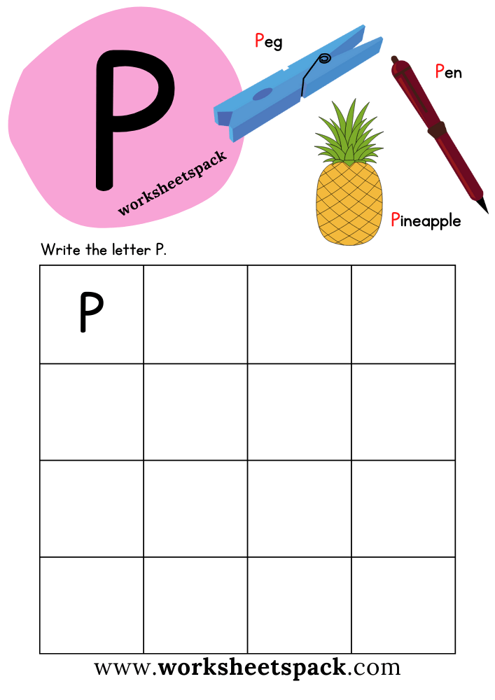 Letter P Worksheets for Kindergarten PDF