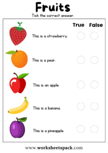 Free Fruits Worksheets - worksheetspack