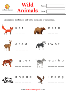 Free Wild Animals Worksheets - worksheetspack