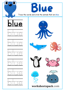 Blue Color Sheet Printable Free PDF, Color Blue Worksheet for Preschool ...