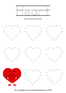 FREE Heart Tracing Worksheet - worksheetspack