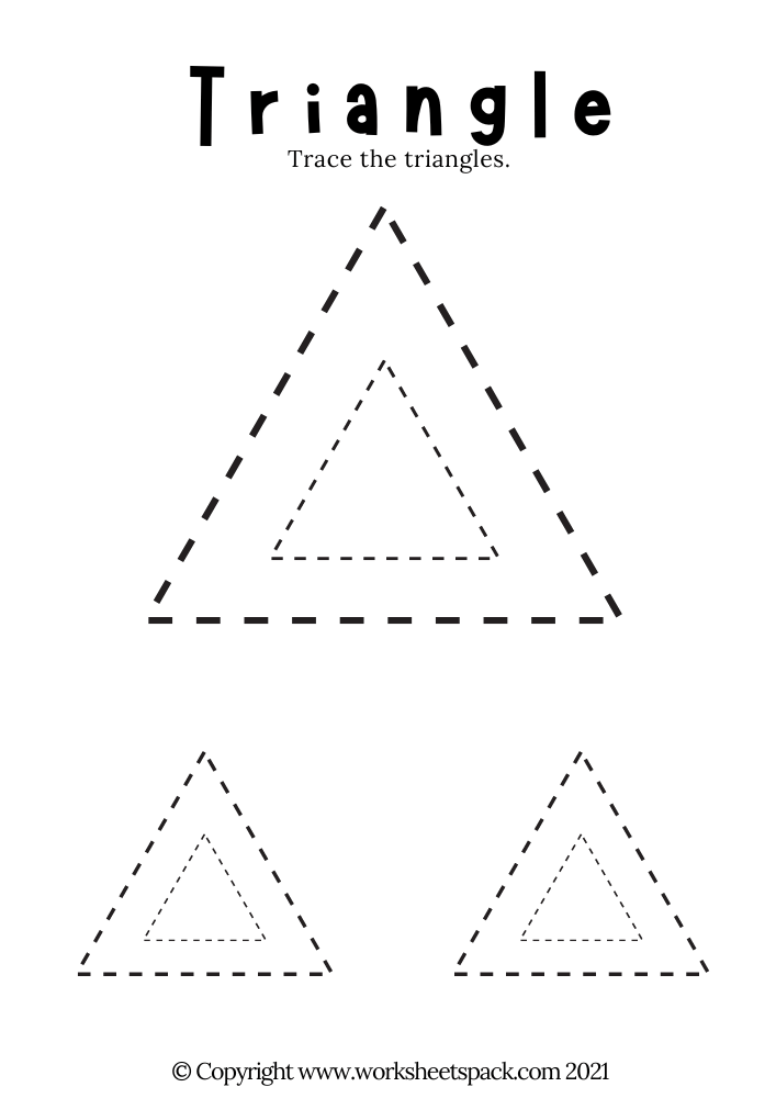 FREE Triangle Tracing Worksheets Printable - worksheetspack