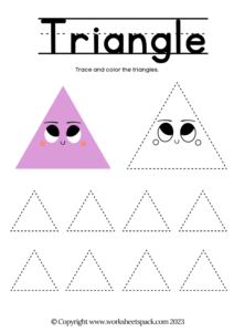 FREE Triangle Tracing Worksheets Printable - worksheetspack