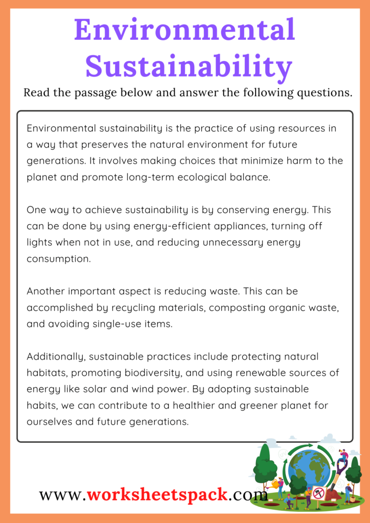 Environmental Sustainability Reading Exercise