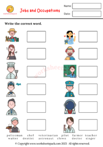 Free Jobs and Occupations Worksheets PDF - worksheetspack