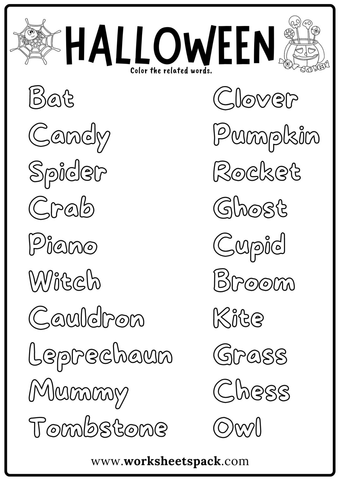 Halloween Coloring Pages Free PDF - worksheetspack