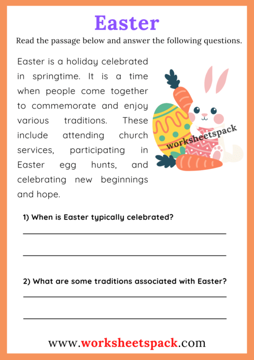 Easter Reading Comprehension Passage Worksheetspack