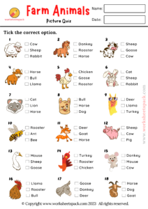 Animal Quiz, Free Printable Animal Picture Test - worksheetspack