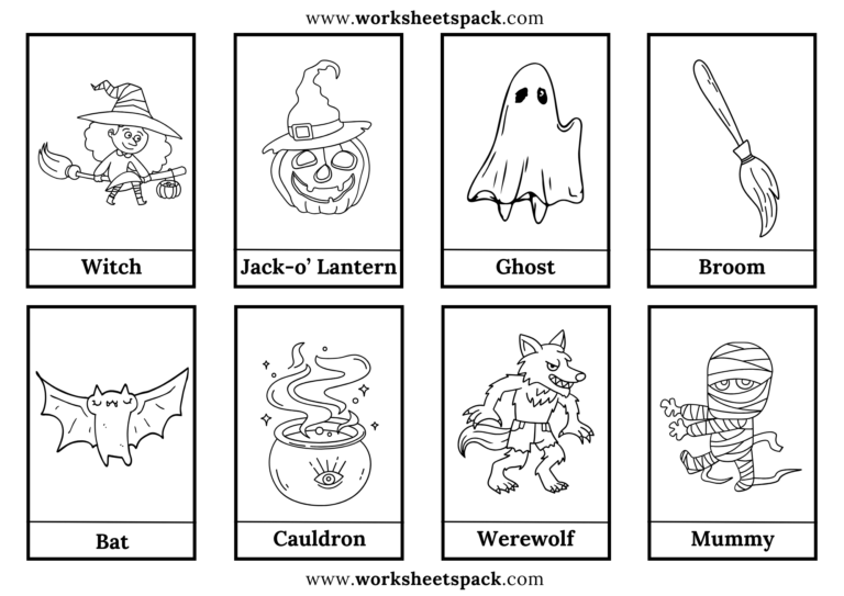 Free Halloween Flashcards Set - worksheetspack