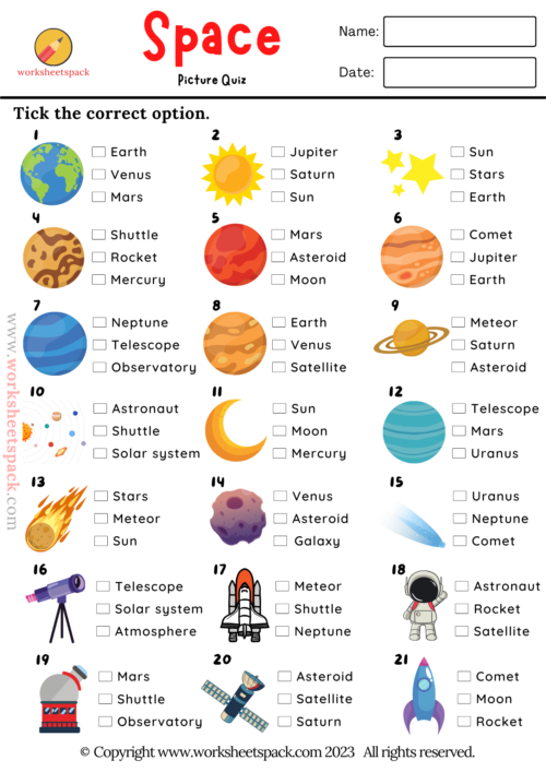 Solar System Quiz For Esl Worksheetspack 7790