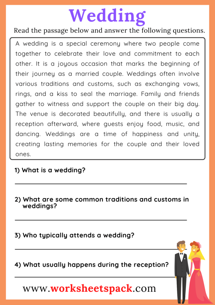 Wedding Reading Comprehension