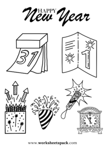 Happy New Year: Free New Year's Eve Coloring Pages - worksheetspack