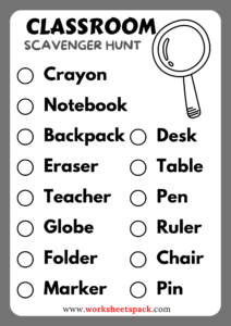 Educational Expedition: Free Classroom Scavenger Hunt - worksheetspack