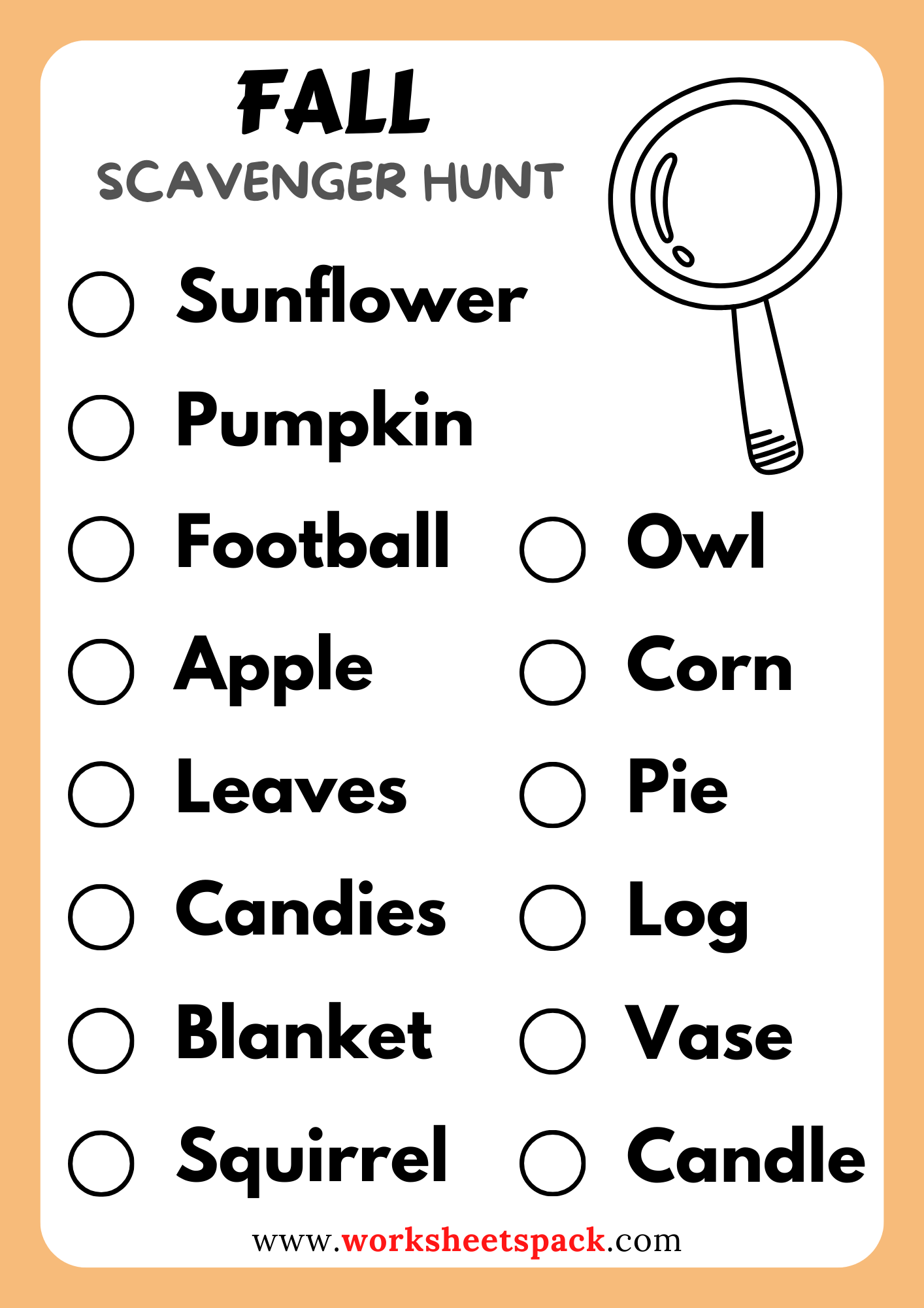 Embrace Autumn's Beauty: Free Fall Scavenger Hunt Ideas - worksheetspack